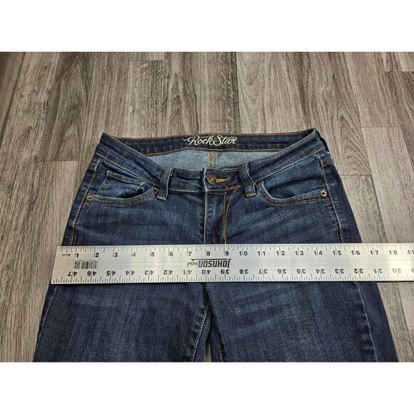 (3/$35) Old Navy Size 8 Regular The Rockstar Pockets Whiskered Denim Blue Jeans - Picture 9 of 12